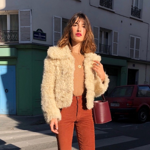 Rouje Serge Coat Faux Fur Size 36 - Picture 2 of 7